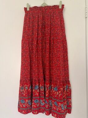 Shero Cottagecore Floral Print Tiered Smocked Waist Maxi Skirt S